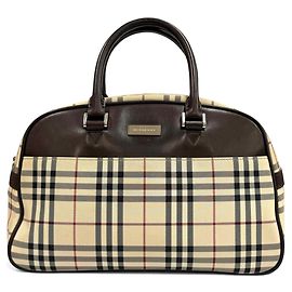 Saco Duffle em couro BURBERRY Vintage Nova Check
