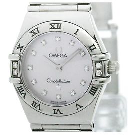 Omega Constellation Quartz Stainless Steel con marcadores de diamante y nácar 22