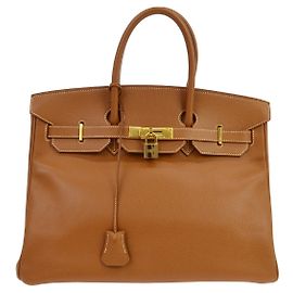 Hermès Hermes Birkin Brown Courchevel con Gold Hardware 35