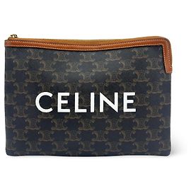 Céline Pochette poignet zippée Celine Logo Triomphe en toile enduite Small