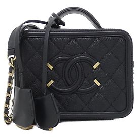 Borsa a tracolla Chanel 93342 in pelle di vitello martellata nera