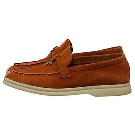 Mocasines de gamuza naranja Loro Piana con dijes plateados Sz.38.5 de segunda mano