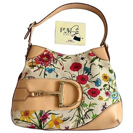 Gucci Hasler Horsebit Flora Canvas Hobo Bag in Multicolor