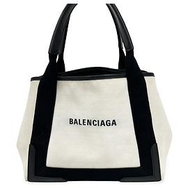 Balenciaga Cabas aus navyblauem Canvas mit Leder Medium