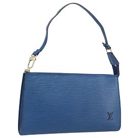 LOUIS VUITTON Epi Pochette Accessoires Pouch Blue M52985 LV Auth 197712V