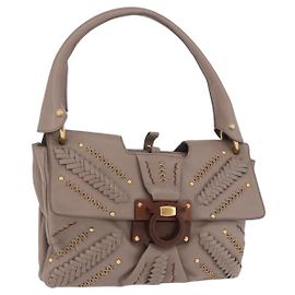 Borsa a tracolla Salvatore Ferragamo Gancini in pelle marrone e oro Auth 202452A