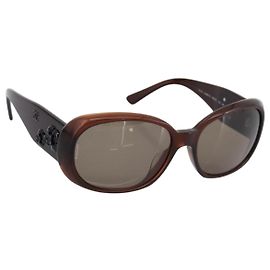 Gafas de sol CHANEL Camelia plástico Brown CC Auth BA15680