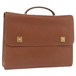 Hermès Bolsa Business HERMES Danube 38 em Couro Brown Gold Auth bs37017