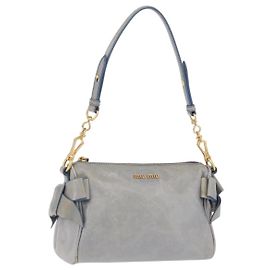 Borsa a tracolla Miu Miu Vitellolux Light Blue Gold Auth 202191M