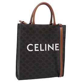 Céline Bolsa de Ombro CELINE Macadam Canvas Triomphe em Couro 2way Brown Gold Auth mr2902A