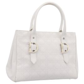 Christian Dior Canage Handtasche aus Leder Weiß Silber Auth mr2872V