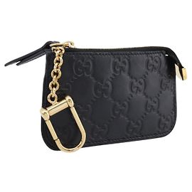Monedero GUCCI GG Canvas Guccissima de cuero Negro Oro 447964 Auth 203049V