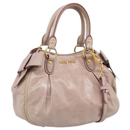 Borsa a mano Miu Miu in pelle 2way Beige Gold Auth 203225M