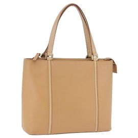 Bolso de mano BURBERRY de cuero beige tono dorado Auth ti4017