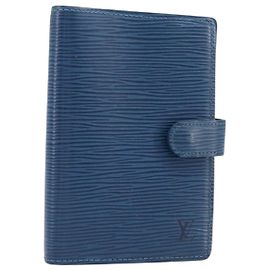 LOUIS VUITTON Epi Agenda PM Day Planner Cover Blue R20055 LV Auth BA15742
