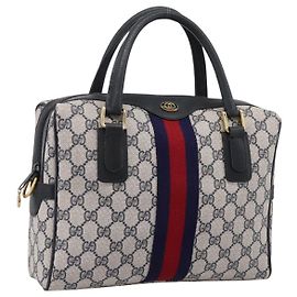 Borsa a mano GUCCI GG Supreme Sherry Line PVC Navy Gold Tone 67 02 3839 Auth 203359