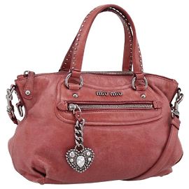 Borsa Miu Miu Vitellolux in pelle 2way Rosa Argento Auth 202584V