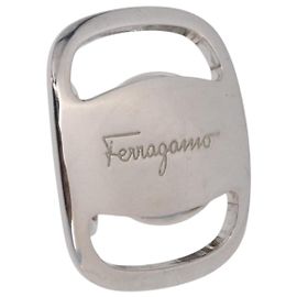 Anello per Foulard Salvatore Ferragamo Vala Metallo Argento Auth SW2860V