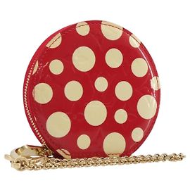 LOUIS VUITTON Vernis Dot Infinity Porte Monnaie Chapeau Red M91570 Auth bs36828A