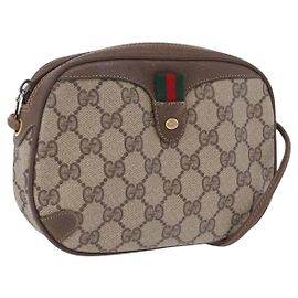 Borsa GUCCI GG Supreme Web Sherry Line PVC Beige Gold 89 02 066 Auth 201083