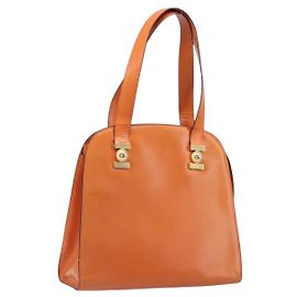 Céline Saco Tote CELINE Star Ball em couro Laranja com detalhes em tom dourado Auth 202281A