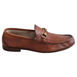 Mocassini Gucci in pelle color camel uomo taglia 43