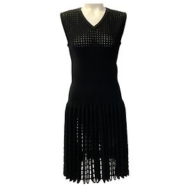 Alaïa Alaia schwarzes Strick-Skaterkleid ärmellos mit Cut-outs
