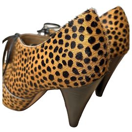 Autre Marque Cosmo Paris Leopard Print Leather Lace-up Ankle Boots