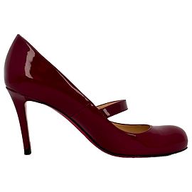 Décolleté Mary Jane Christian Louboutin in pelle verniciata bordeaux