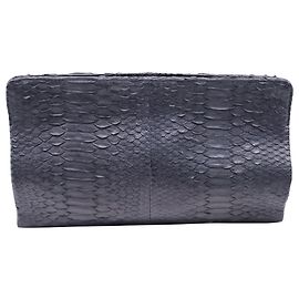 Autre Marque Bolso de mano grande Elisabeth Weinstock en piel de serpiente negra