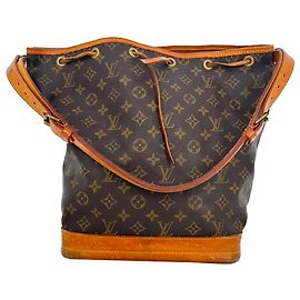 Borsa a secchiello Louis Vuitton Large Noe Monogram in tela rivestita marrone