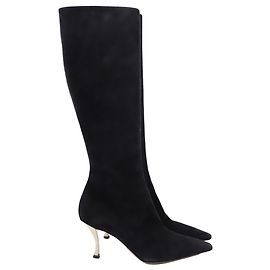Christian Dior Stivali alti con tacco Dior in camoscio nero