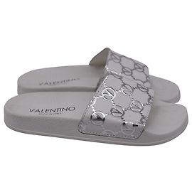 Valentino Garavani Valentino by Mario Valentino Monogram Slide Sandalen aus weißem Leder