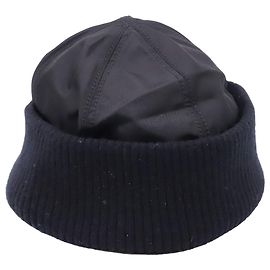 Prada Wool Accent Beanie in Black Nylon