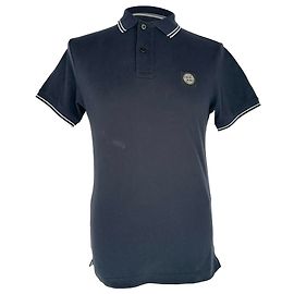 Stone Island Polo-Shirt mit Logo-Patch aus dunkelblauer Baumwolle