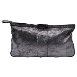 Borsa a pochette con zip Jimmy Choo in pelle argento effetto distressed