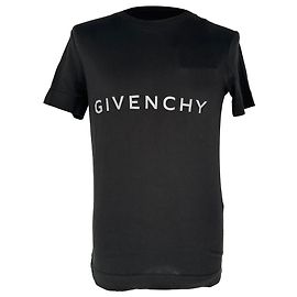 Givenchy T-Shirt mit reflektierendem Logo aus schwarzer Baumwolle