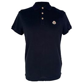 Moncler Polo-Shirt mit Logo-Patch aus dunkelblauer Baumwolle