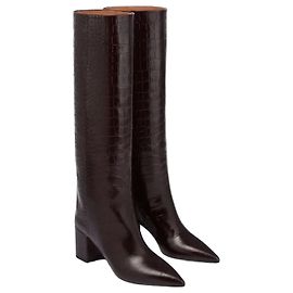 Paris Texas Hohe Stiefel aus Leder in Krokodil-Optik Ebenholz