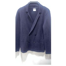 Chanel Chaqueta de Punto de Algodón Azul Marino