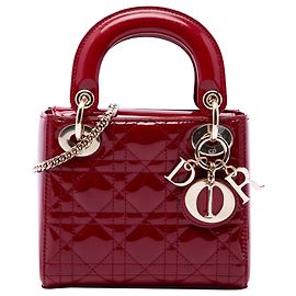 Autre Marque Dior Red Mini Patent Cannage Lady Dior