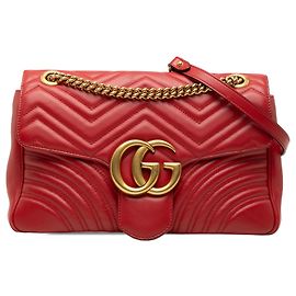 Borsa a tracolla Gucci Large GG Marmont in pelle matelassé rossa