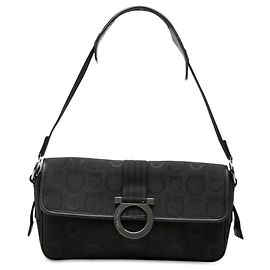 Salvatore Ferragamo Borsa a tracolla Ferragamo in tela Gancini nera
