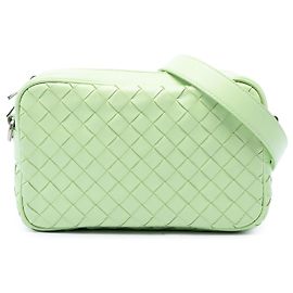 Borsa a tracolla piccola Bottega Veneta Intrecciato in pelle di vitello verde