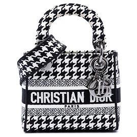 Autre Marque Dior White Mini Embroidered Canvas Houndstooth Lady D Lite