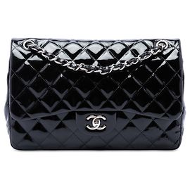 Chanel Black Jumbo Classic Patent Double Flap