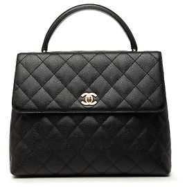 Chanel Black Jumbo Quilted Caviar Kelly Flap