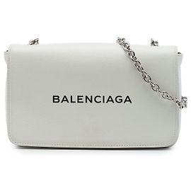 Carteira de corrente Everyday Balenciaga em couro branco