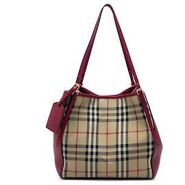 Borsa tote Burberry Beige Small Haymarket Check in nylon e vitello Canterbury