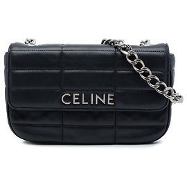 Céline Borsa a tracolla Celine Monochrome in pelle di capra matelassé nera con catena